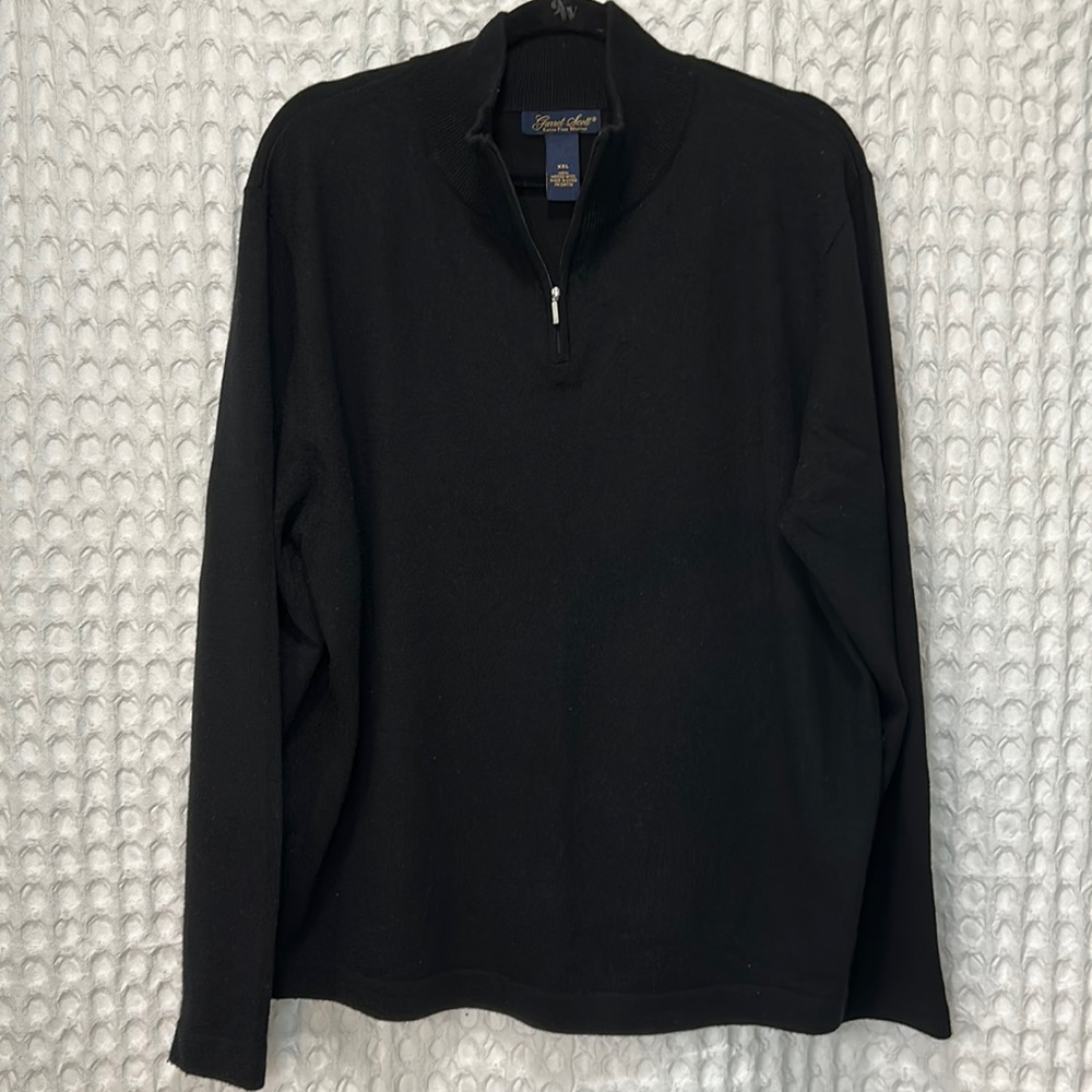 Mens 3/4 Zip Extra Fine Merino Wool Sweater XXL